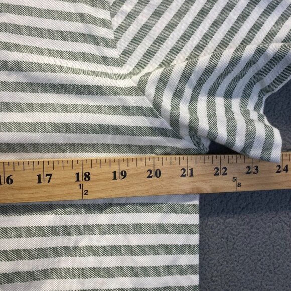 LUGU Men's Striped Green/White Cotton Short Sleeve Shirt Size XL,Buttons Front - Picture 5 of 7